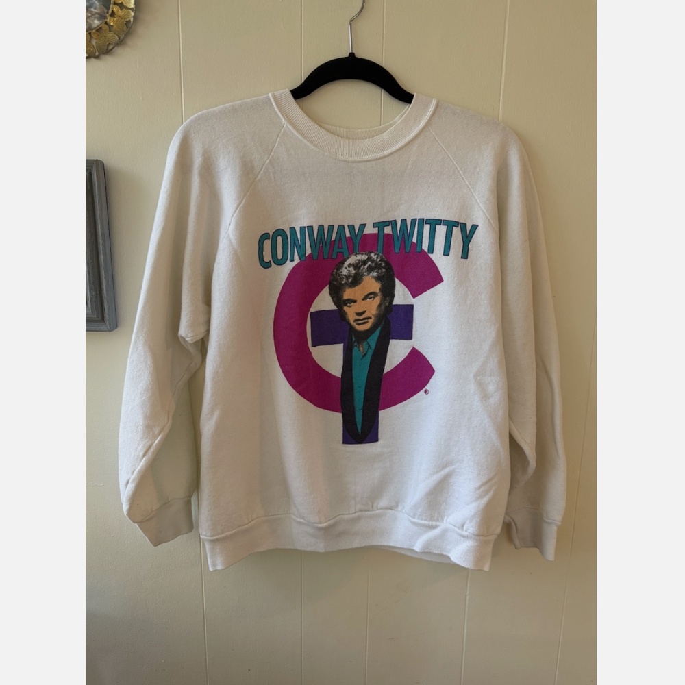 Vintage 80s Conway Twitty Crewneck Sweatshirt Size Large, Country Music